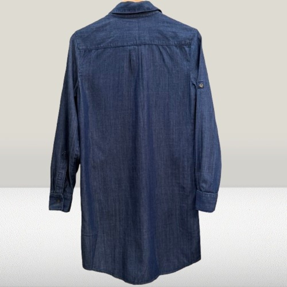 Banana Republic‎ Women's Denim Chambray Shirt Dress Long Sleeve Roll Tab Size 2 - Picture 3 of 4